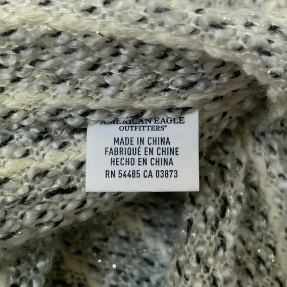 American Eagle Outfitters Cream Black Metallic Knit Headband Ear Warmer Winter - Picture 9 of 10